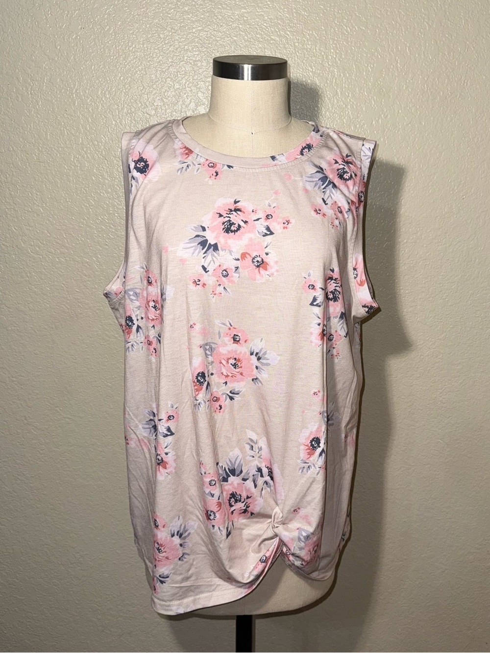 Miholl XXL Floral Twist Front Tank Blouse Cottagecore Boho Casual Top